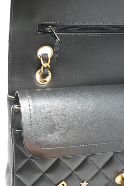 Pre-Owned Chanel Rue Cambon Charms Double Flap 2021 Lambksin Medium