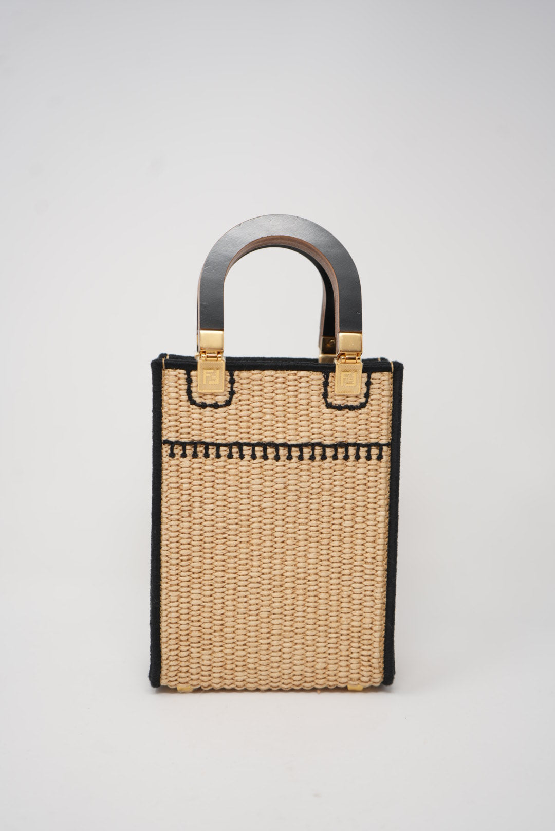 Fendi Sunshine Raffia Mini Tote Bag