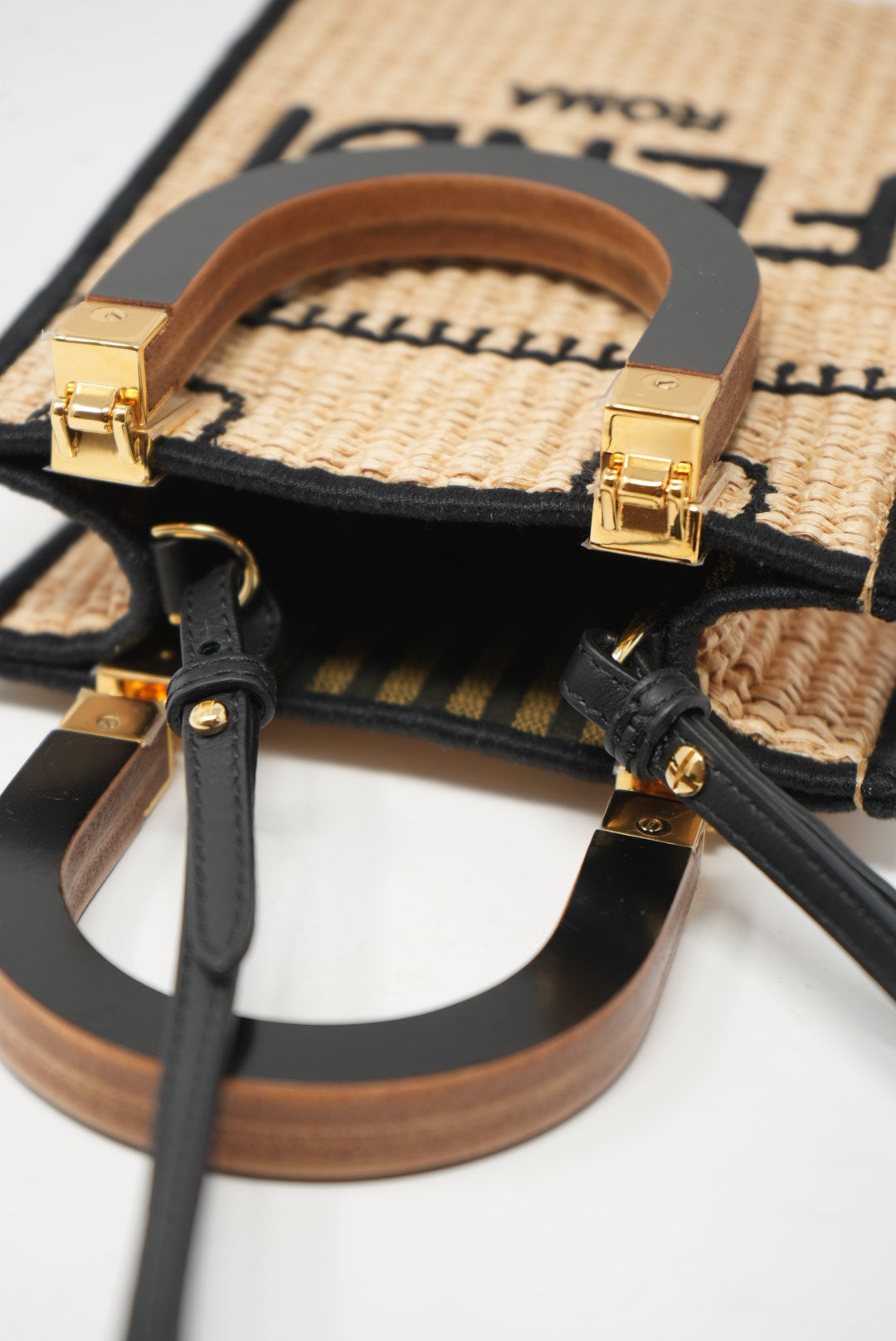 Fendi Sunshine Raffia Mini Tote Bag