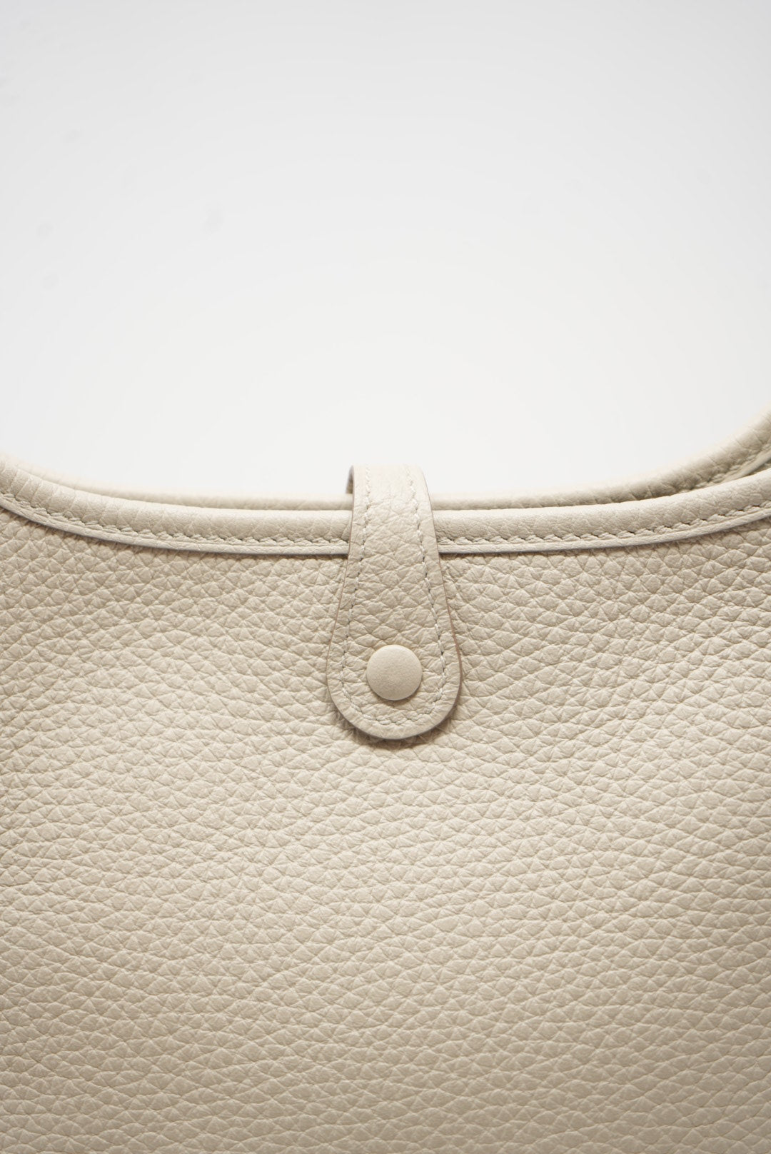 Hermes 2023 White Clemence Leather Mini Evelyne
