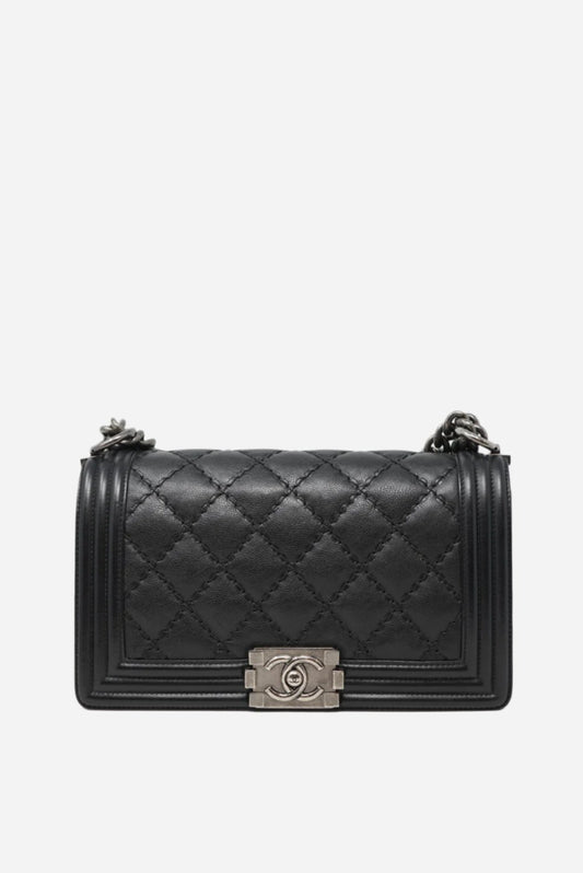 Pre-owned Chanel Quilted Wild Stitch Boy Bag Medium 2015-2016