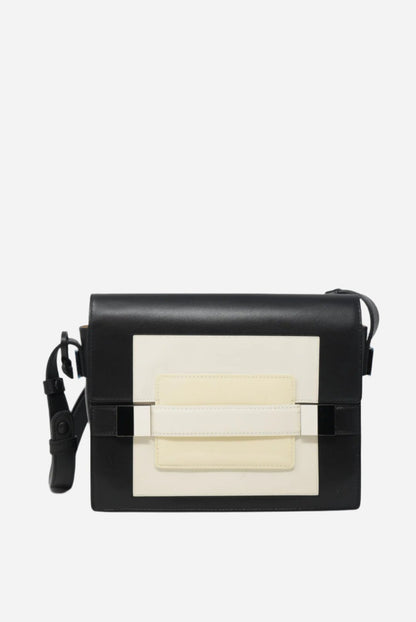 Delvaux Madame Shoulder Bag Black/White with Mirror