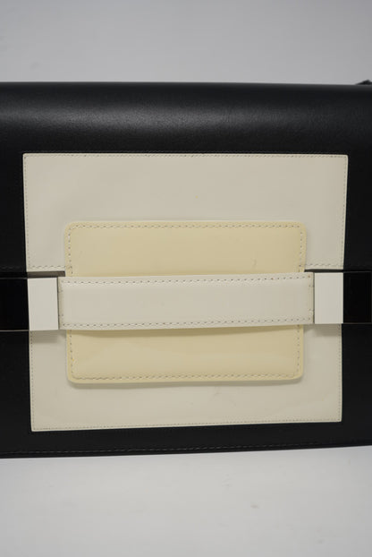 Delvaux Madame Shoulder Bag Black/White with Mirror