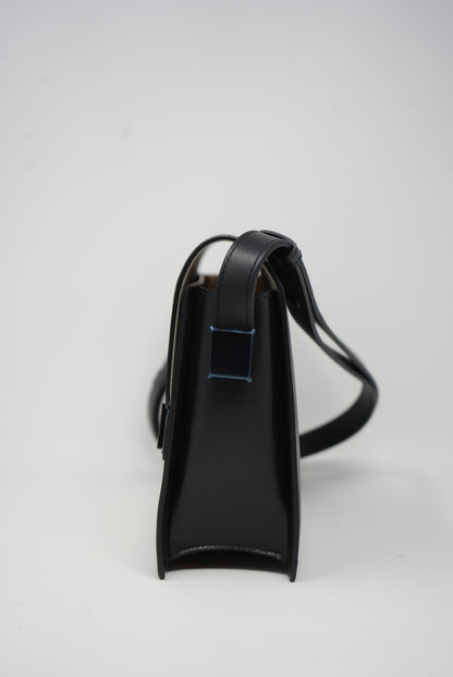 Delvaux Madame Shoulder Bag Black/White with Mirror