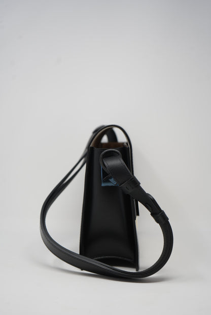 Delvaux Madame Shoulder Bag Black/White with Mirror