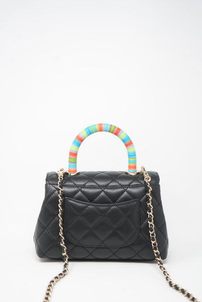 Pre-owned CHANEL Extra Mini Rainbow Coco Handle 2021