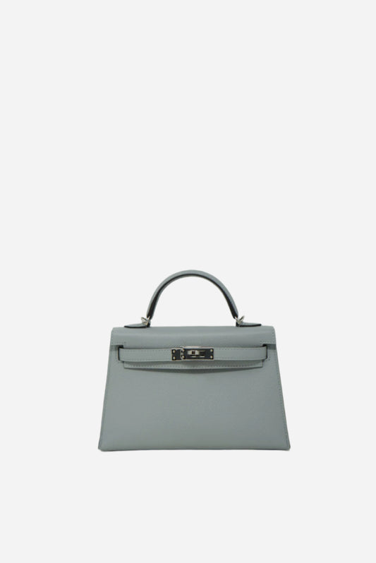 Hermes 2018 Mini Kelly Epsom Blue Glacier