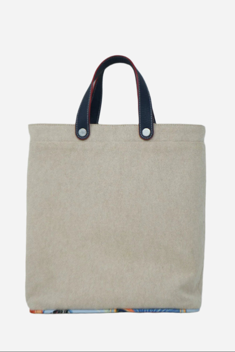 Hermes Petit H Canvas/Silk Tote Bag