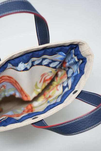 Hermes Petit H Canvas/Silk Tote Bag