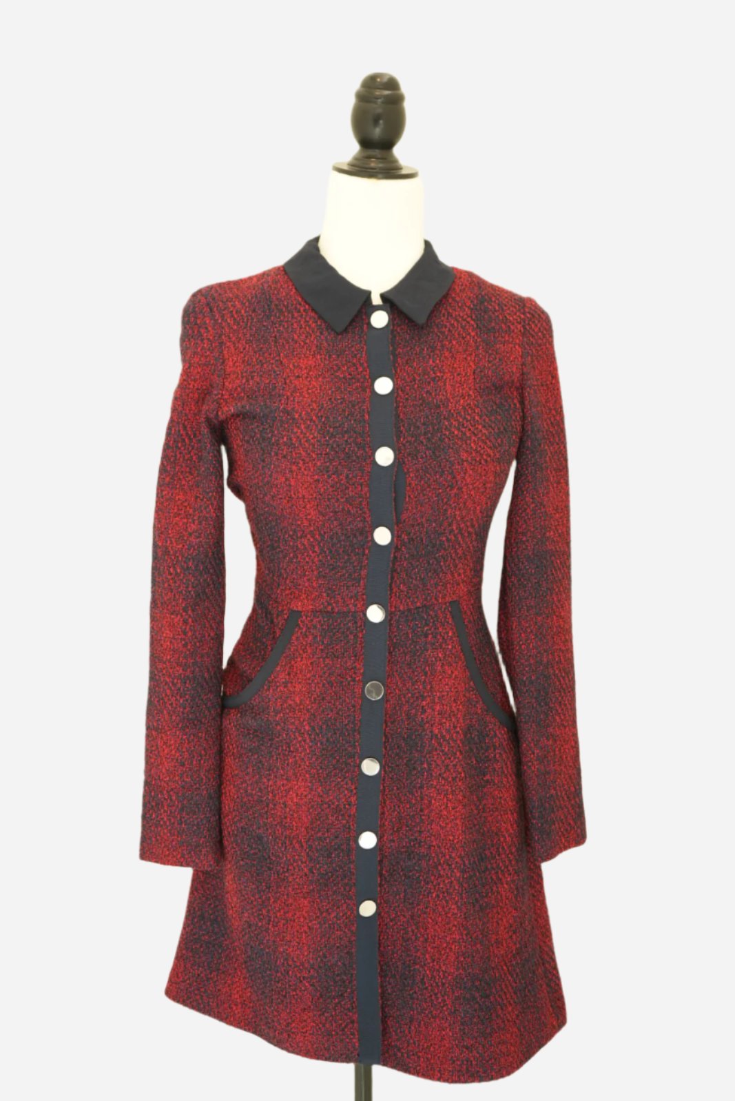 maje red tweed dress 2-in-1 tweed dress