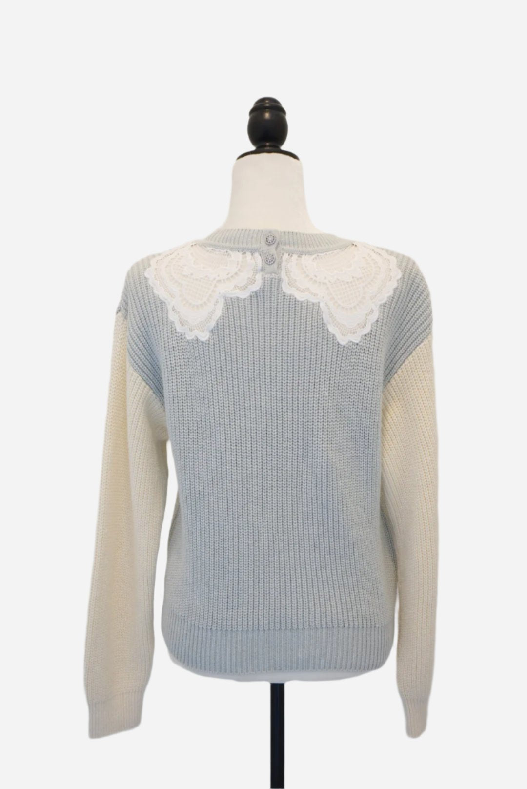 Self-Portrait Green/White Lace sweater Size L