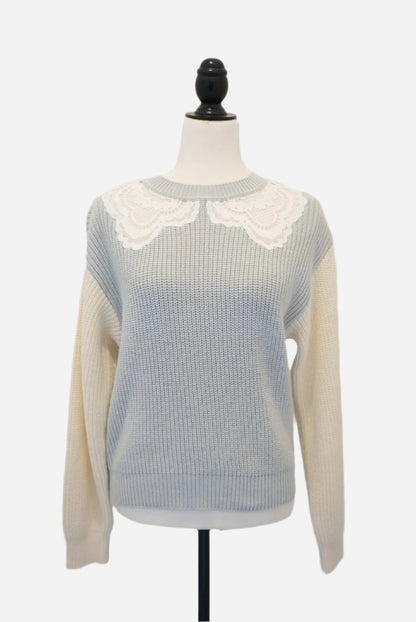 Self-Portrait Green/White Lace sweater Size L
