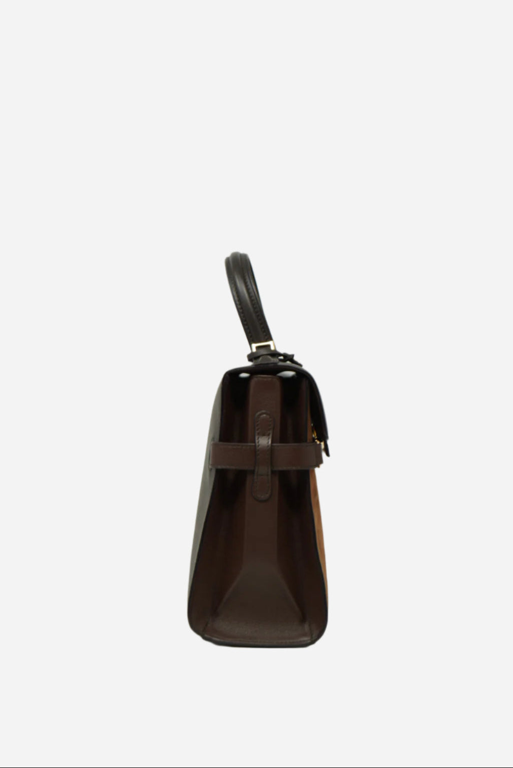 Delvaux Brown Suede/Calfskin Tempete Top Handle With Strap