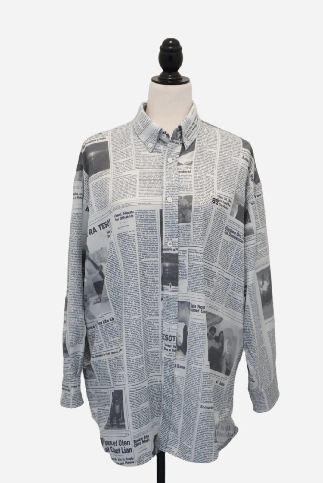 Balenciaga News Paper Print Oversized Shirt Size 36