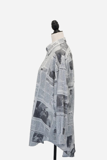 Balenciaga News Paper Print Oversized Shirt Size 36