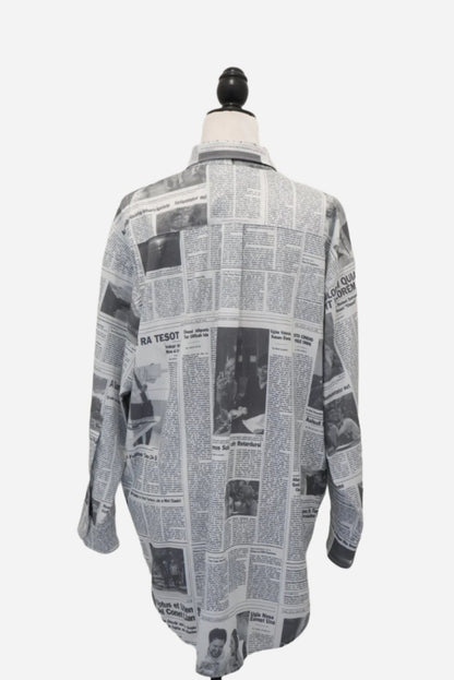 Balenciaga News Paper Print Oversized Shirt Size 36