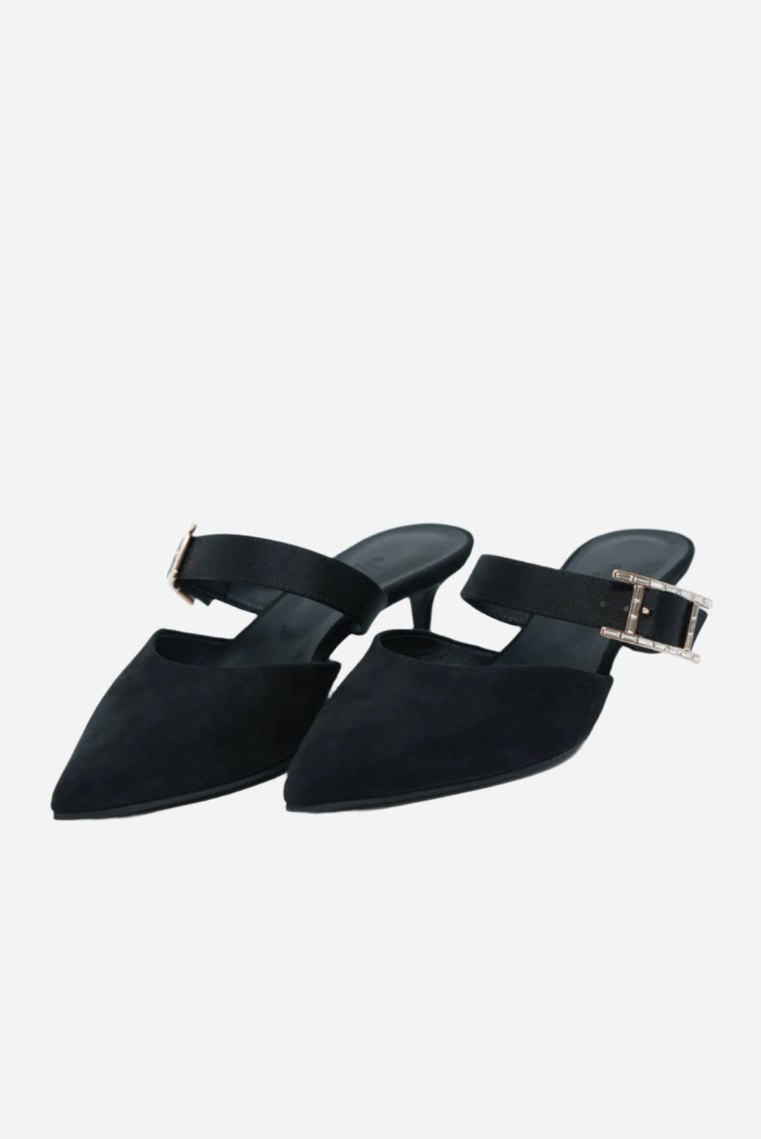 Hermes Black Satin Blink Heels Mules NW Size 36