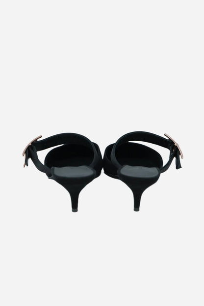 Hermes Black Satin Blink Heels Mules NW Size 36