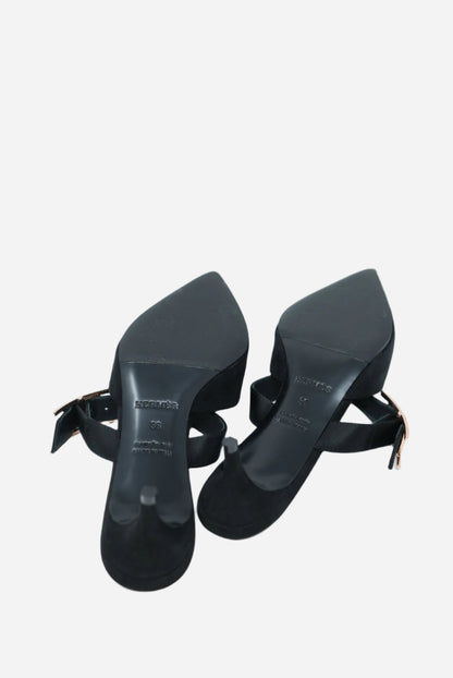 Hermes Black Satin Blink Heels Mules NW Size 36