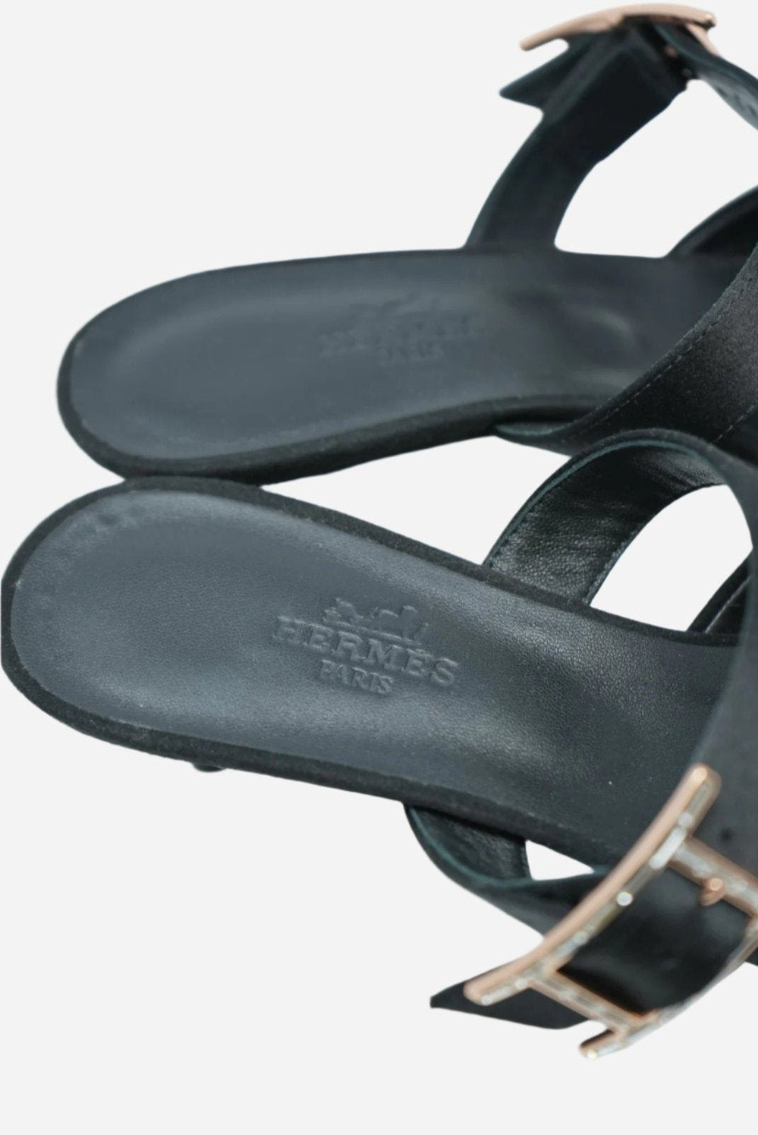 Hermes Black Satin Blink Heels Mules NW Size 36