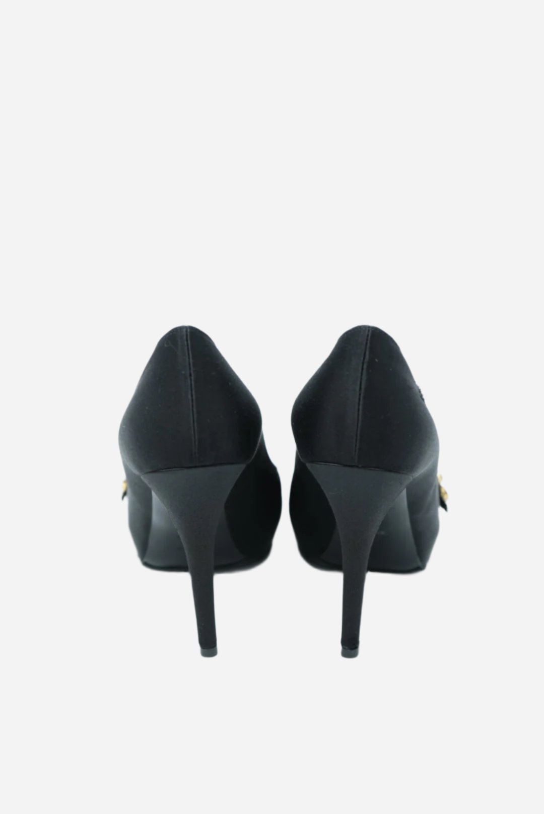 Louis Vuitton black Satin Athen Peep Toe Heels NW Size 35.5