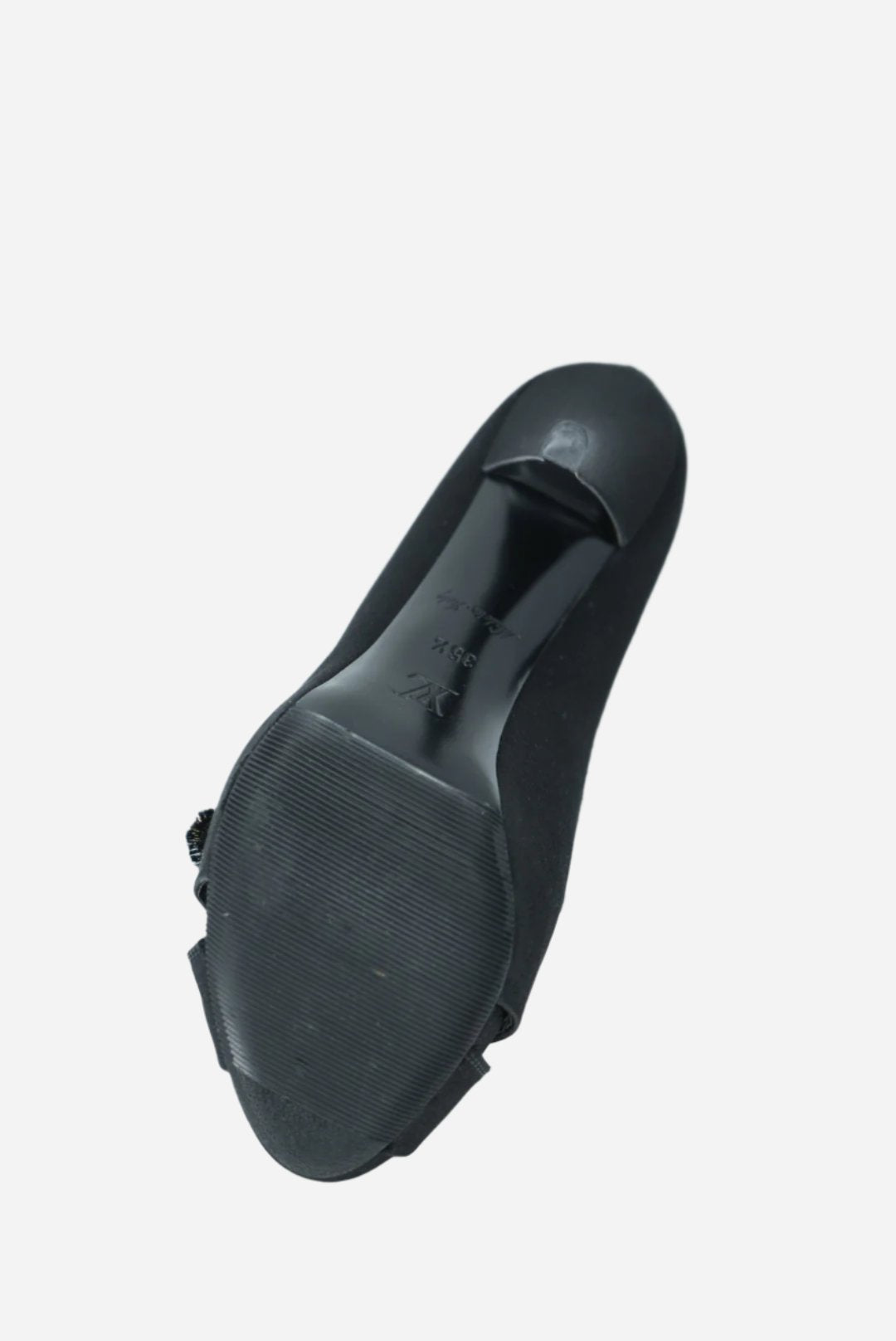 Louis Vuitton black Satin Athen Peep Toe Heels NW Size 35.5