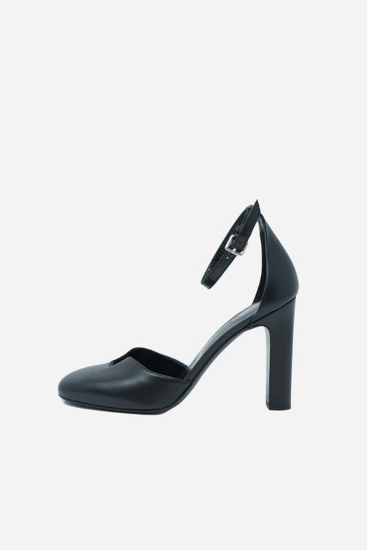Hermes Black Leather Ankle Strap Sandals NWT Size 37
