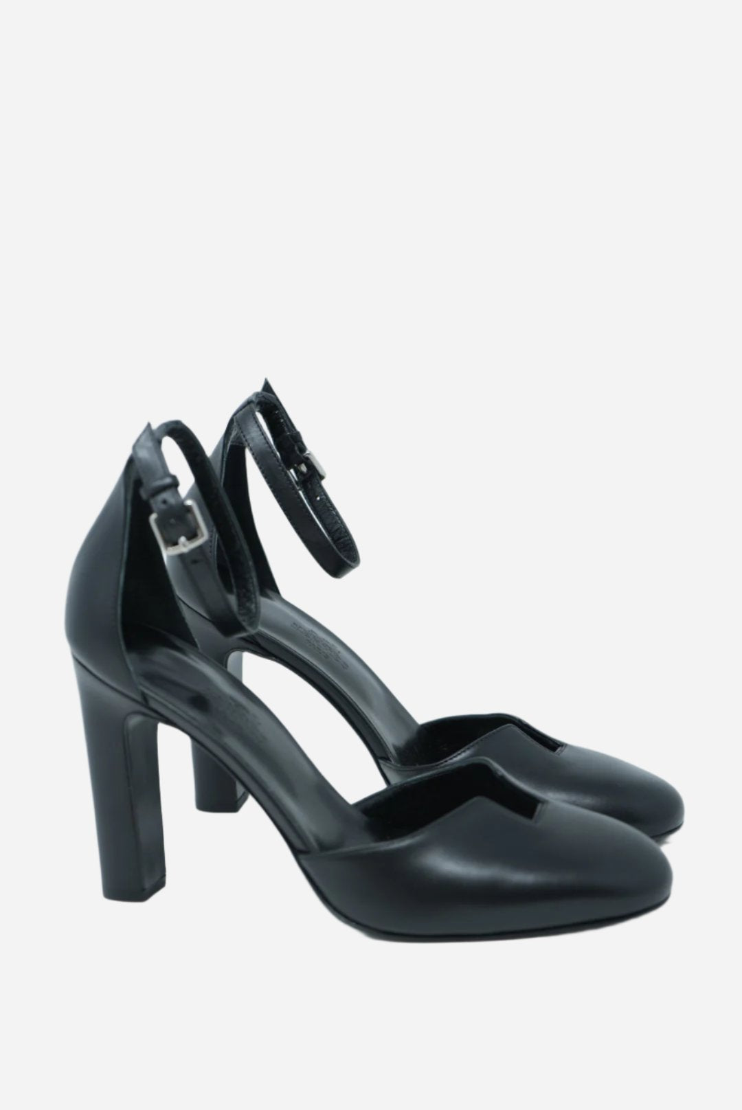 Hermes Black Leather Ankle Strap Sandals NWT Size 37