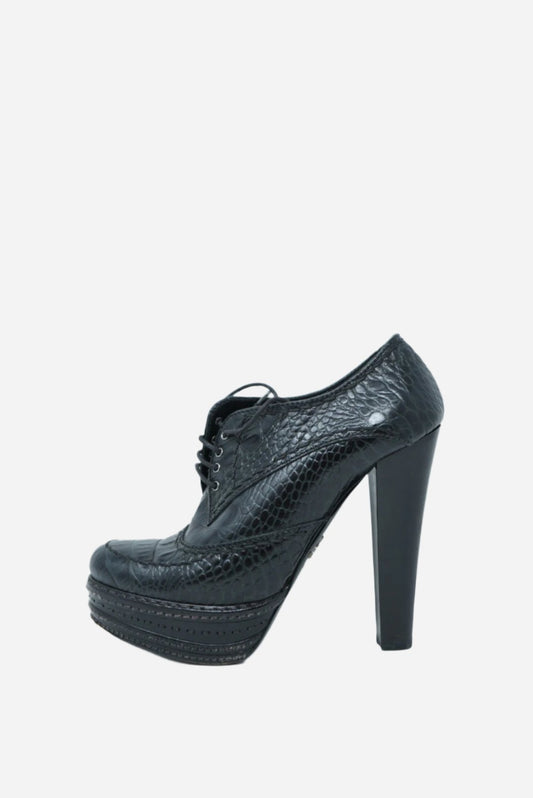 Prada Platform Heeled Ankle Boots Size 37.5