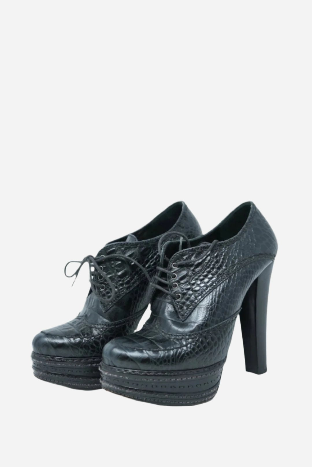 Prada Platform Heeled Ankle Boots Size 37.5