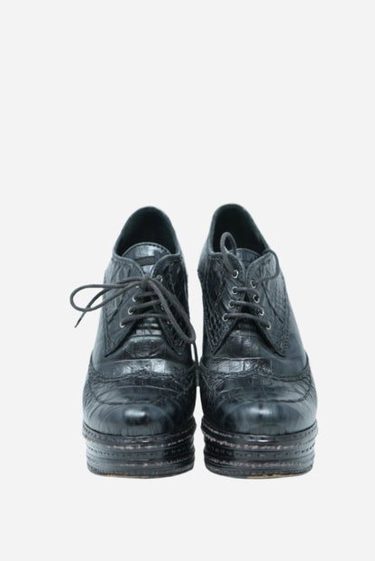 Prada Platform Heeled Ankle Boots Size 37.5
