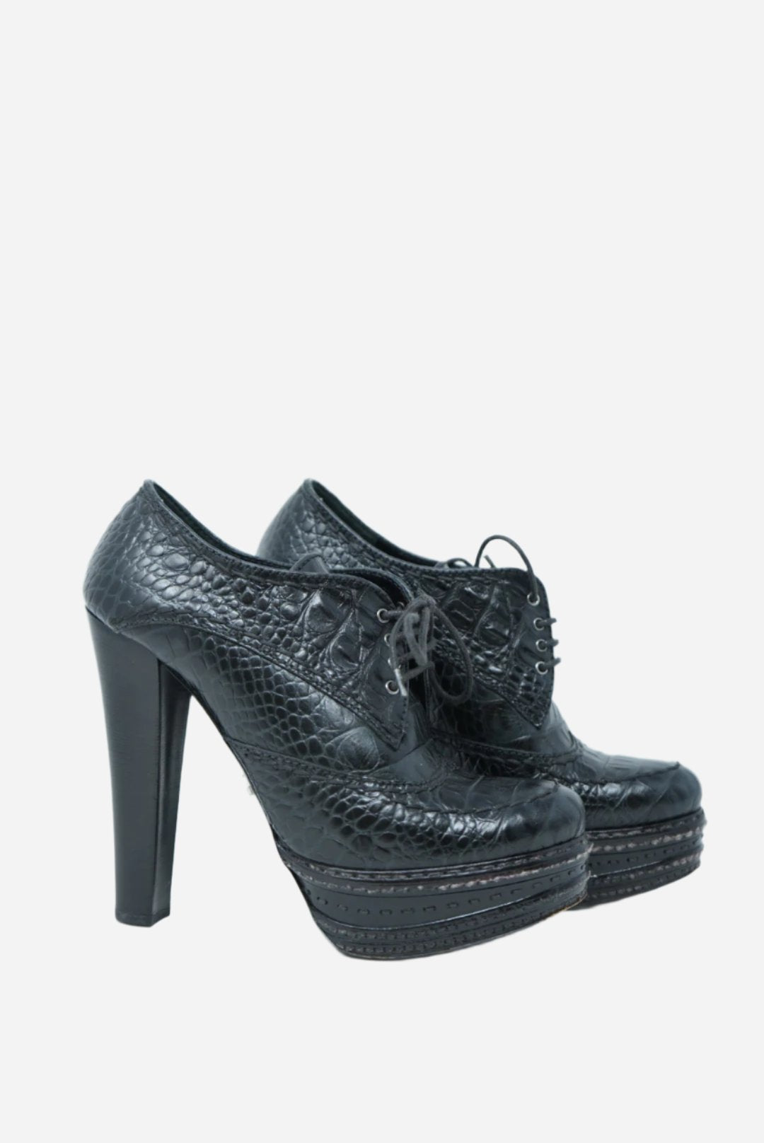 Prada Platform Heeled Ankle Boots Size 37.5