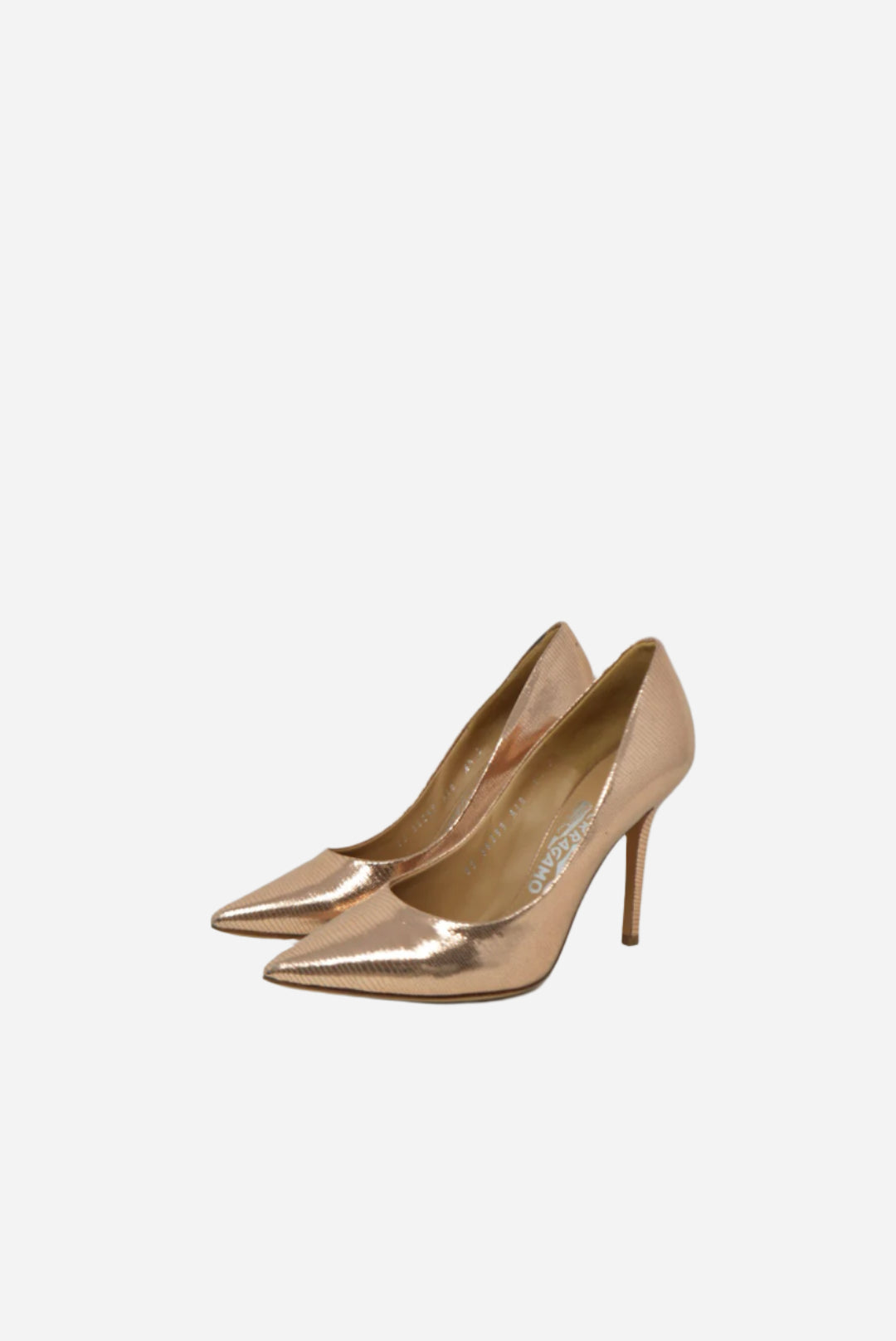 Salvatore Ferragamo Gold Pointed Heels
