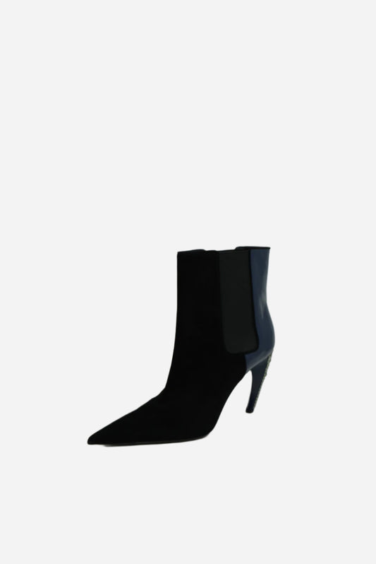 Louis Vuitton Velvet/Patent Crystal Ankle Boots NW