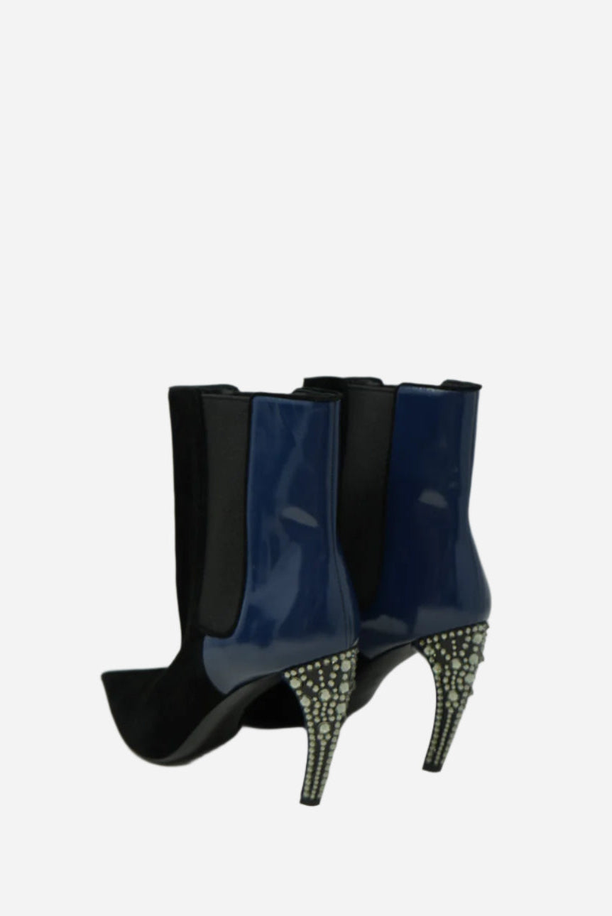 Louis Vuitton Velvet/Patent Crystal Ankle Boots Size 37