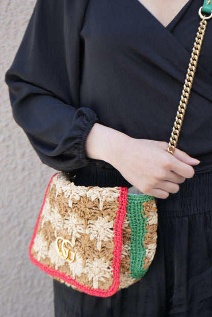 Gucci Small Raffia Marmont Crossbody