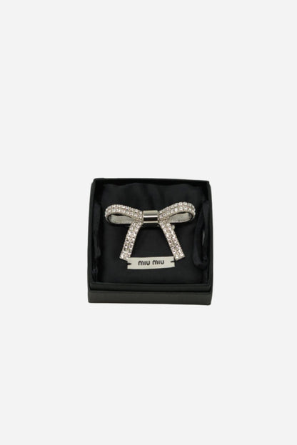 MiuMiu Crystal Bow Barrette W/box