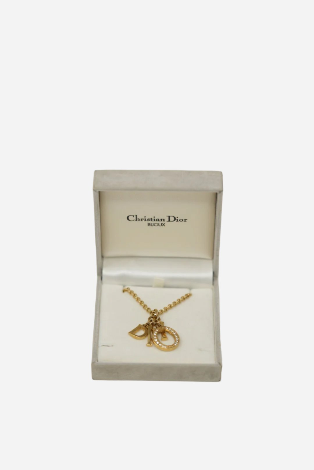 Dior Vintage Logo Rhinestone Necklace