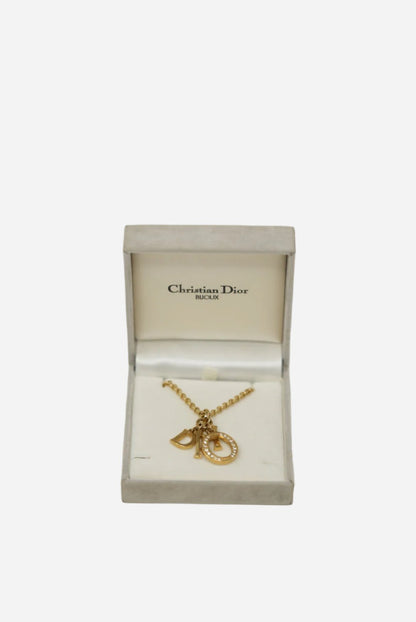 Dior Vintage Logo Rhinestone Necklace