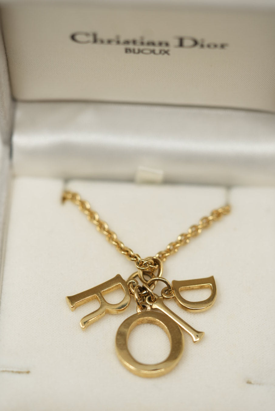 Dior Vintage Logo Rhinestone Necklace
