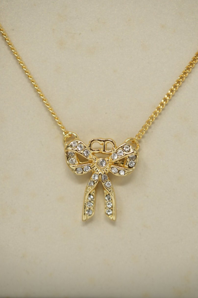 Dior Vintage Gold-Tone Bow Necklace