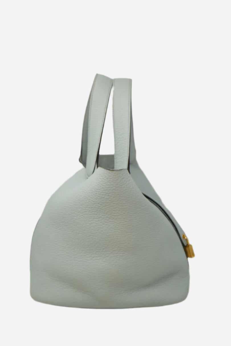 Hermes 2022 Blue Clemence Leather Picotin 22 Handbag