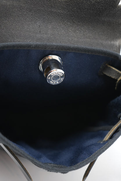 Hermes 2004 Mini Herbag Canvas black W/extra blue pouch-Square H