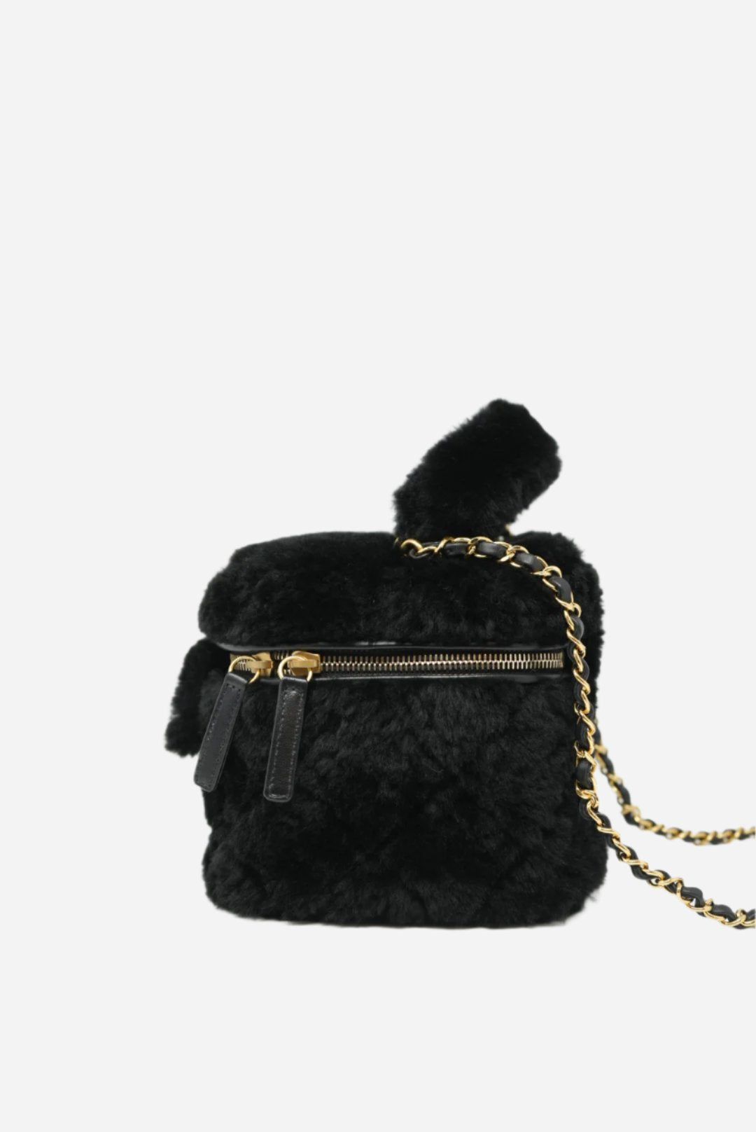 Pre-Owned Chanel Shearling Vanity Case Black 2023