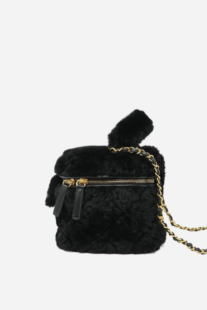 Pre-Owned Chanel Shearling Vanity Case Black 2023