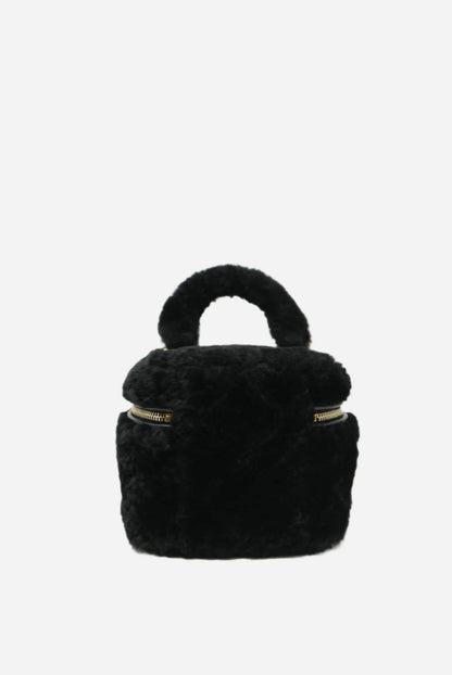 Pre-Owned Chanel Shearling Vanity Case Black 2023