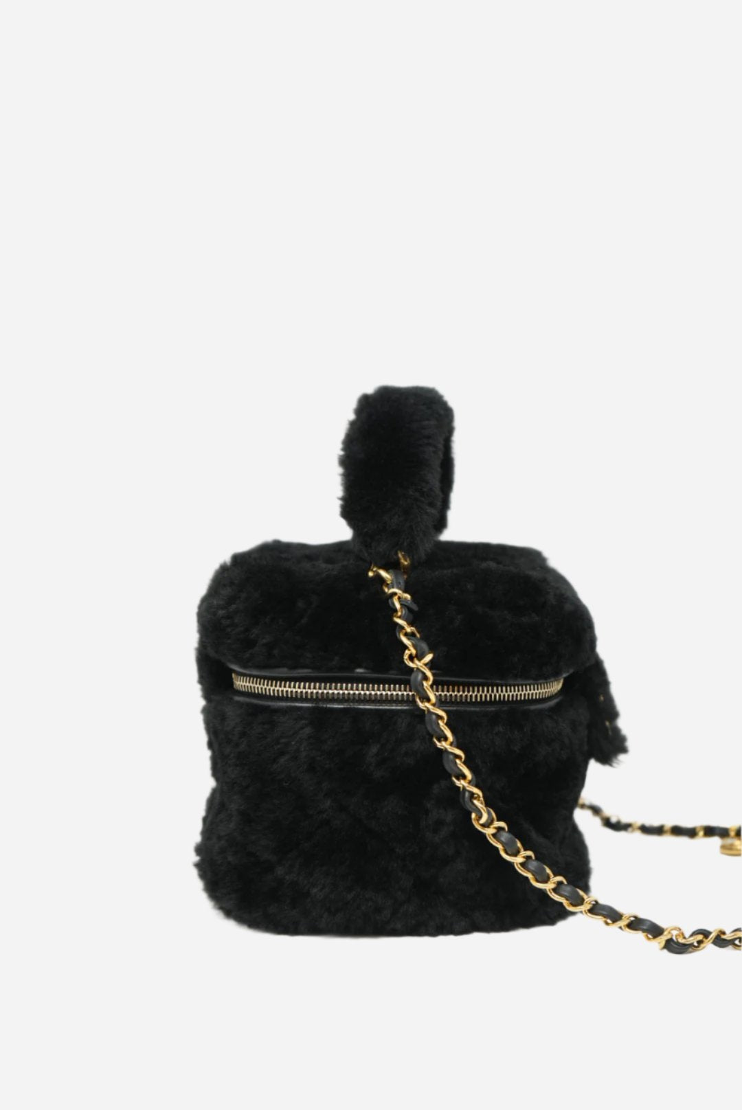 Pre-Owned Chanel Shearling Vanity Case Black 2023