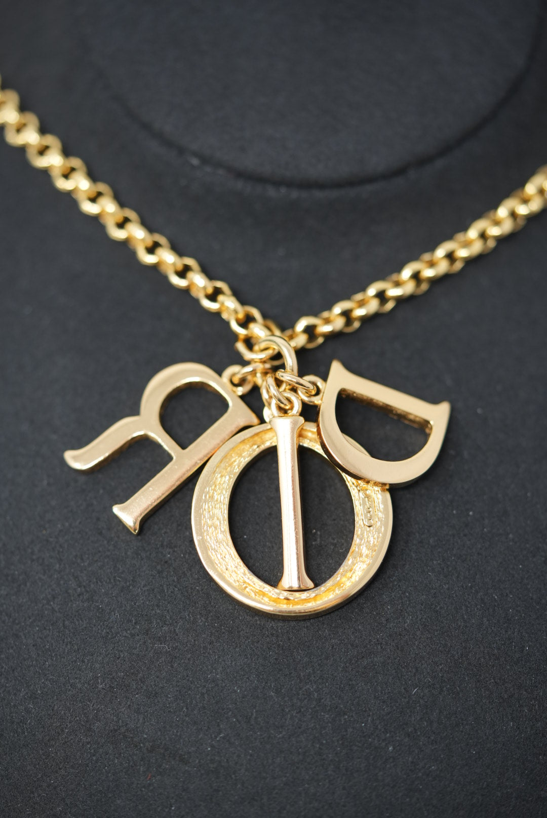 Dior Logo Rhinestone Long Necklace