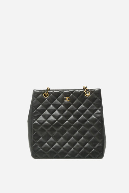 Pre-Owned CHANEL Paris Edition Shoulder Bag Black Lambskin 1994-1996