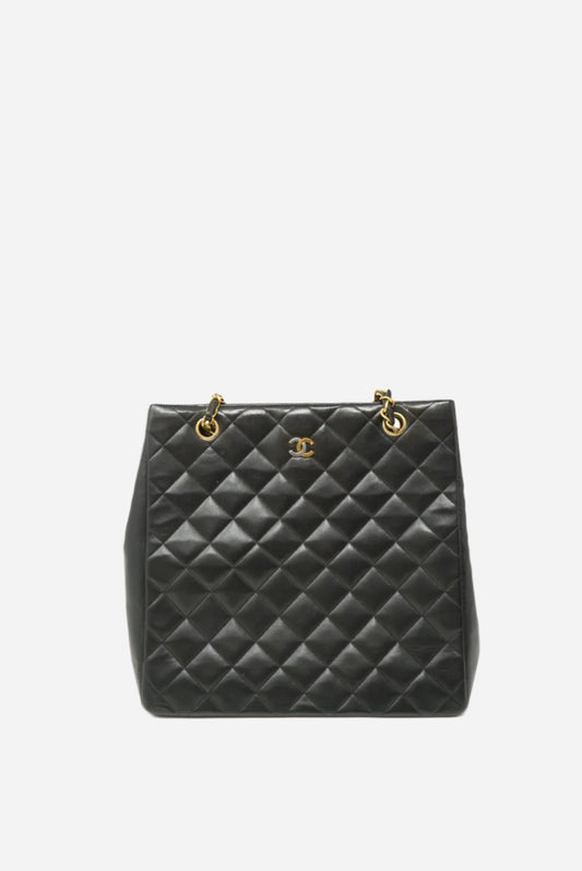 Pre-Owned CHANEL Paris Edition Shoulder Bag Black Lambskin 1994-1996
